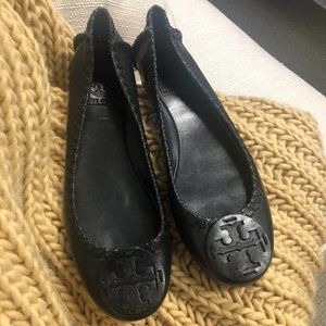 TORY BURCH Black Leather Ballet Slippers/Flats